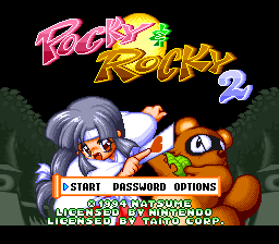 Pocky & Rocky 2 (USA) (Beta) Title Screen